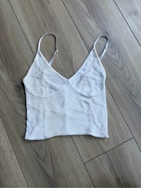 Are You Am I White Ribbed Tank Top